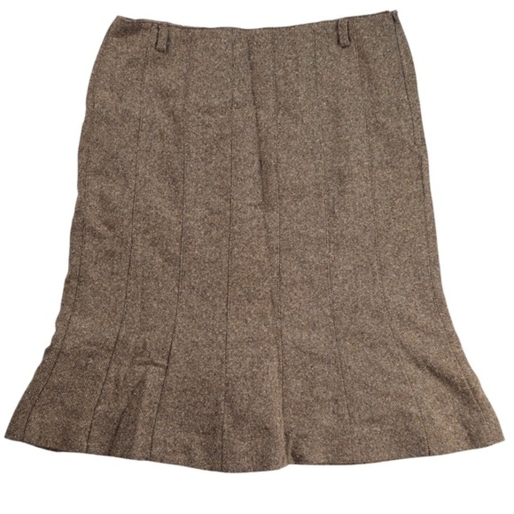 Ann Taylor Loft size 6 Brown Tweed Midi Skirt Flare A-Line Classic Business Wool